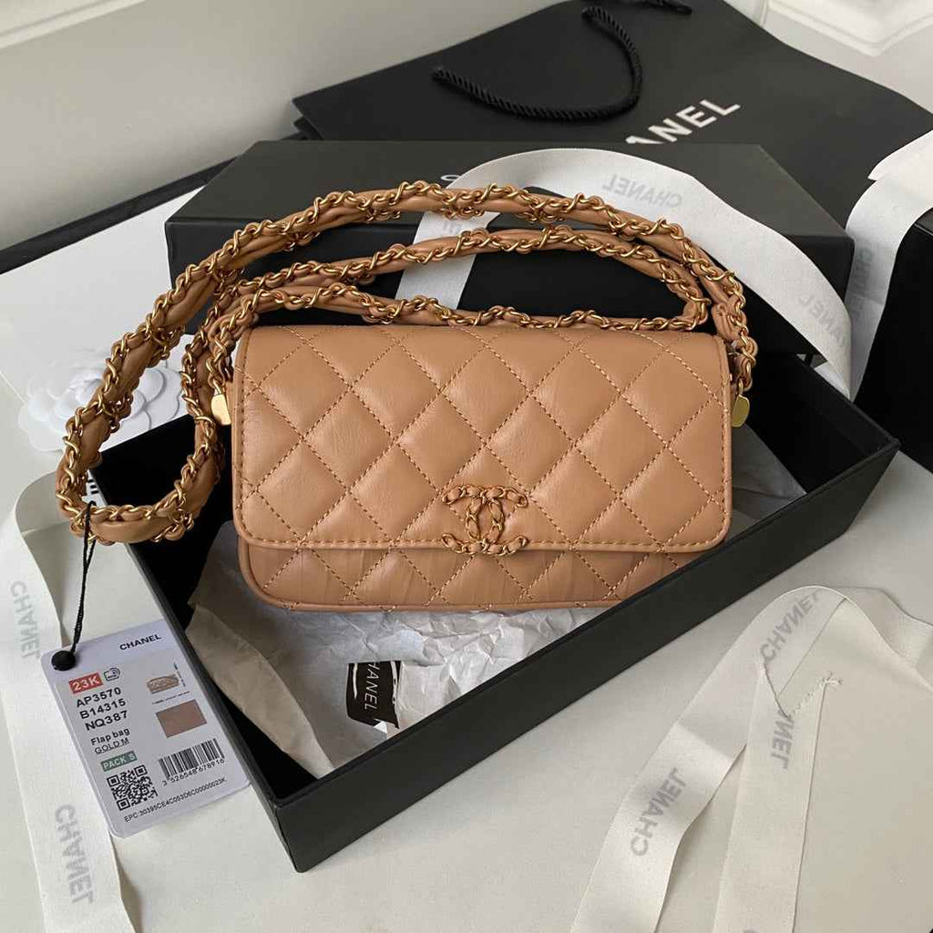 Chanel AS3570 Small Flap Bag Calfskin In Brown