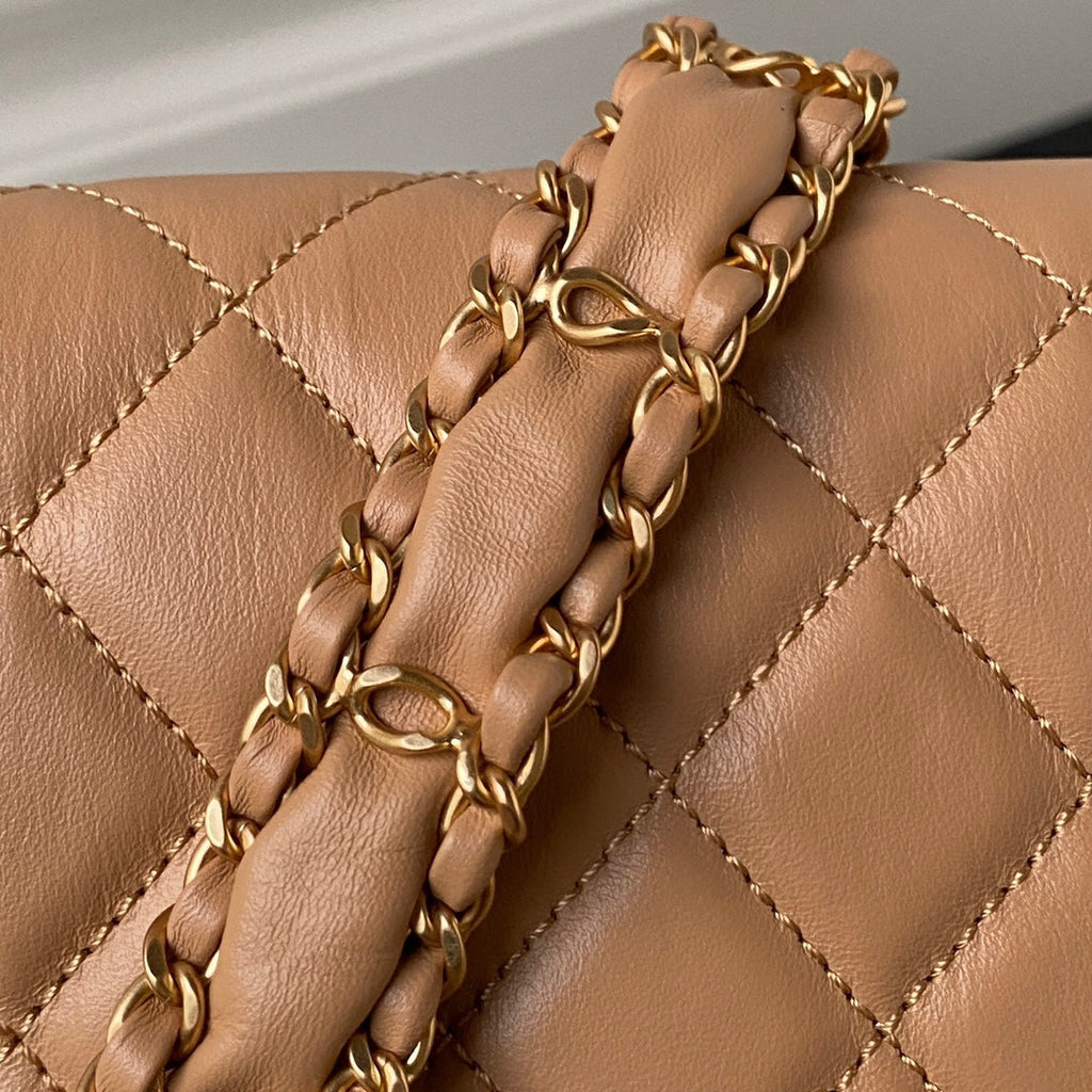 Chanel AS3570 Small Flap Bag Calfskin In Brown