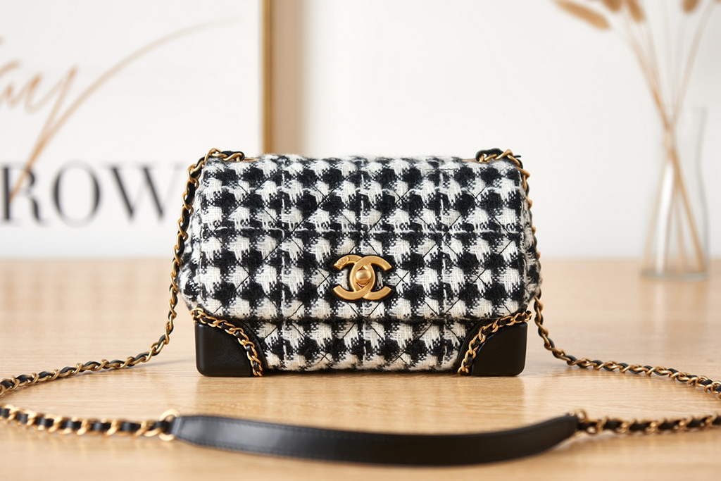 Chanel AS3572 Mini Flap Bag Wool tweed calfskin White