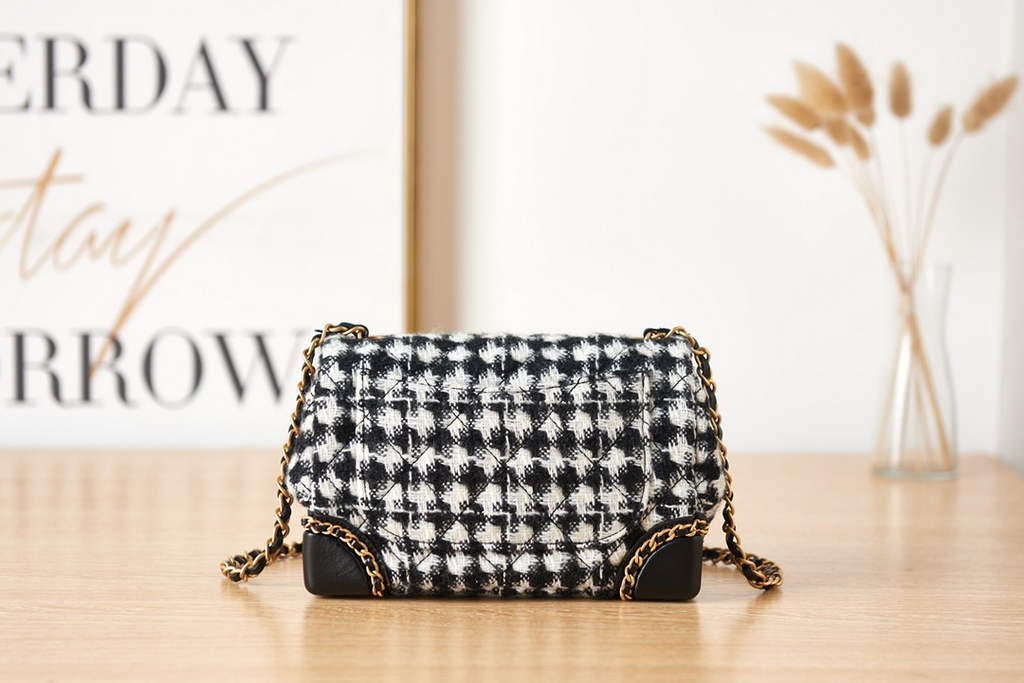 Chanel AS3572 Mini Flap Bag Wool tweed calfskin White