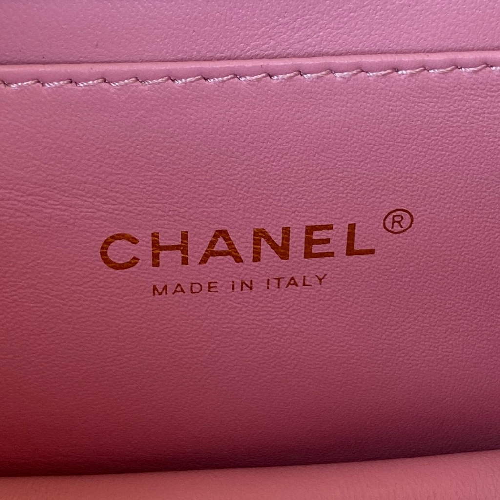 Chanel AS3580 Mini Flap Bag Grained Calfskin Gold Pink