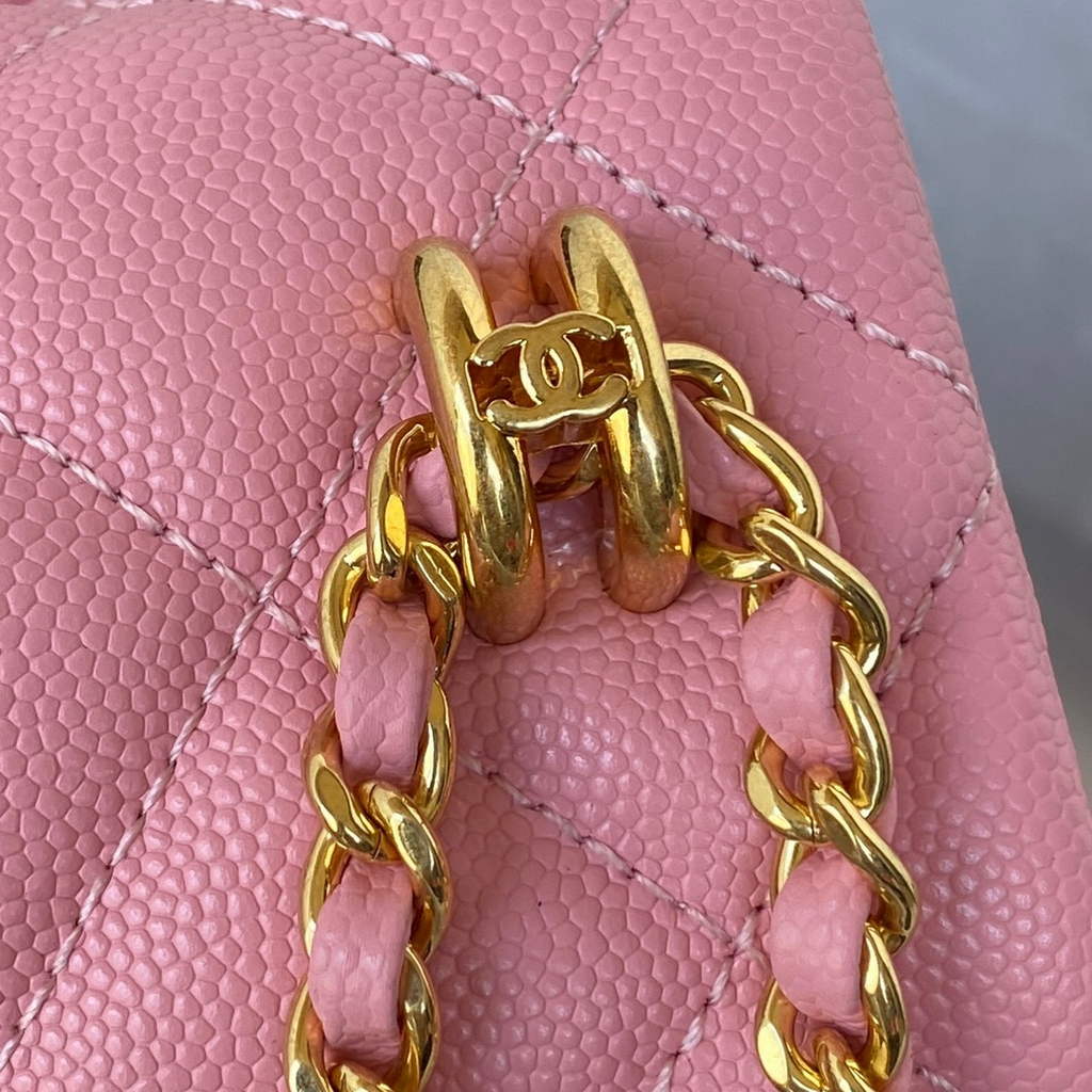 Chanel AS3580 Mini Flap Bag Grained Calfskin Gold Pink