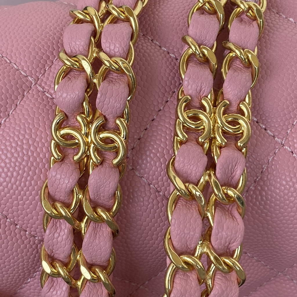 Chanel AS3580 Mini Flap Bag Grained Calfskin Gold Pink
