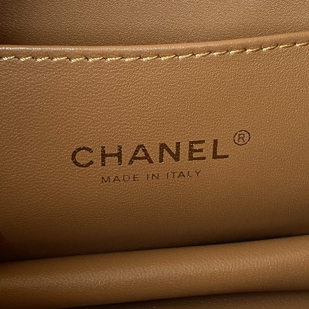 Chanel AS3580 Mini Flap Bag Grained Calfskin Gold Brown