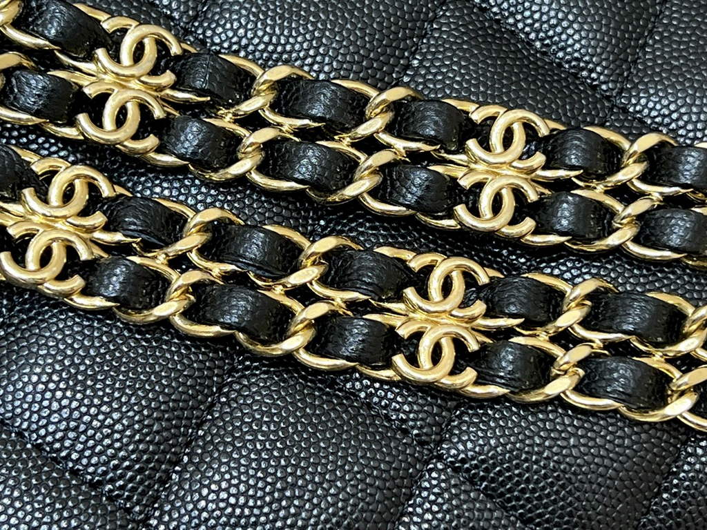 Chanel AS3580 Mini Flap Bag Grained Calfskin Gold Black