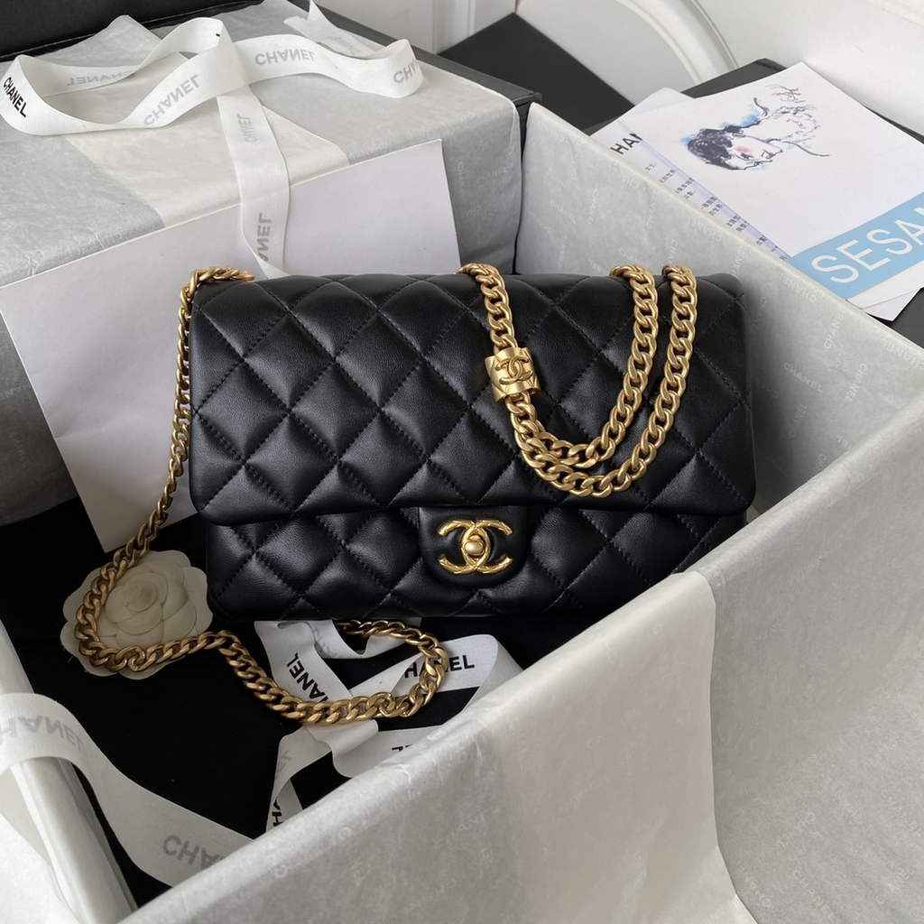 Chanel AS3609 Flap Bag Lambskin Black