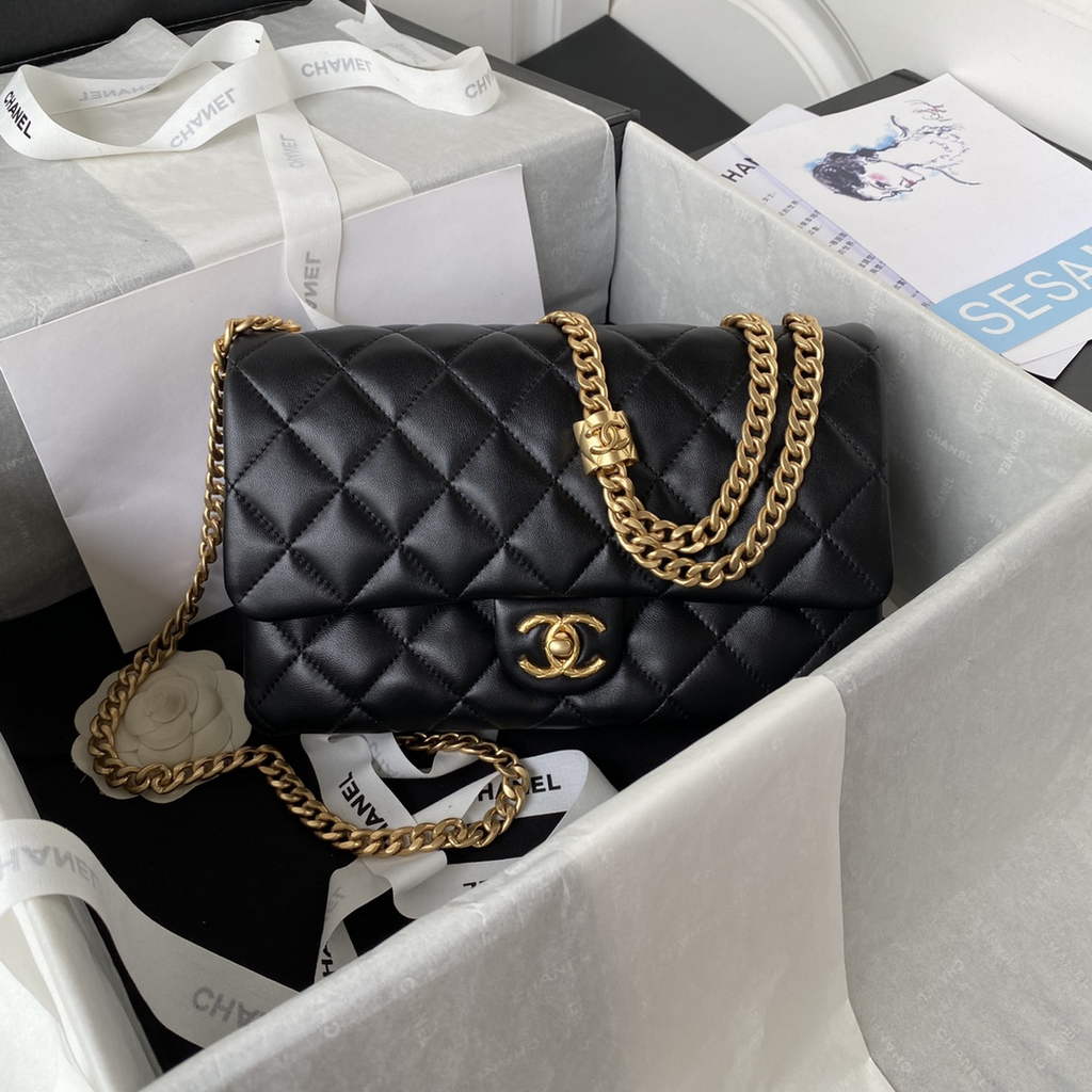 Chanel AS3609 Flap Bag Lambskin Black