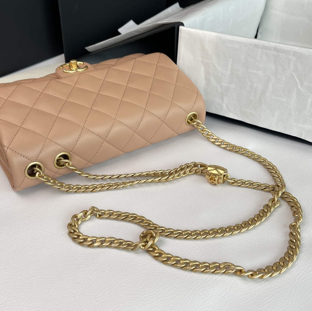 Chanel AS3609 Flap Bag Lambskin Dark Beige