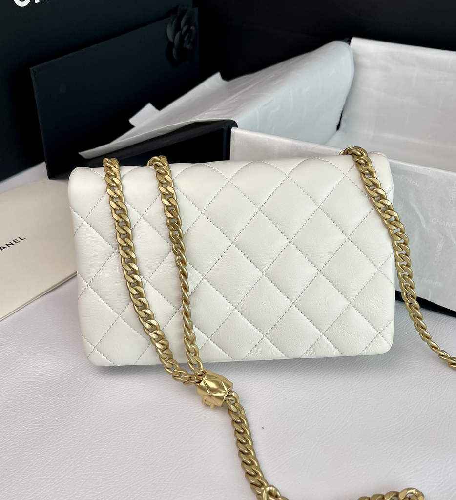 Chanel AS3609 Flap Bag Lambskin White