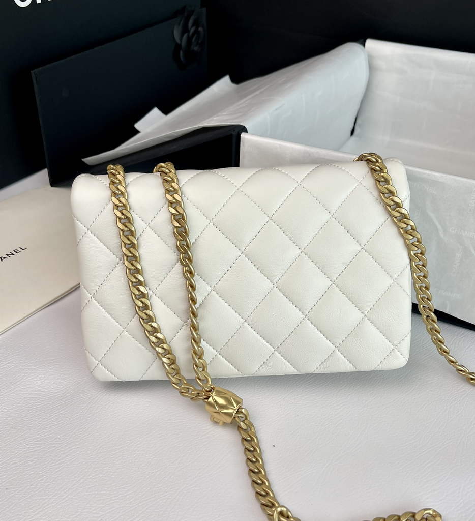 Chanel AS3609 Flap Bag Lambskin White
