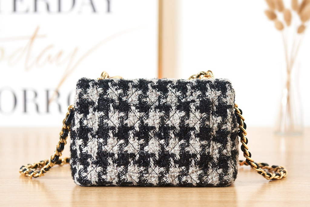 Chanel AS3611 Small Flap Bag Wool tweed gold-tone Gray