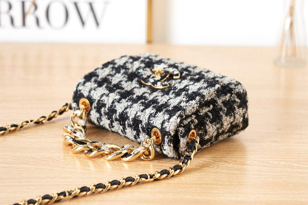 Chanel AS3611 Small Flap Bag Wool tweed gold-tone Gray