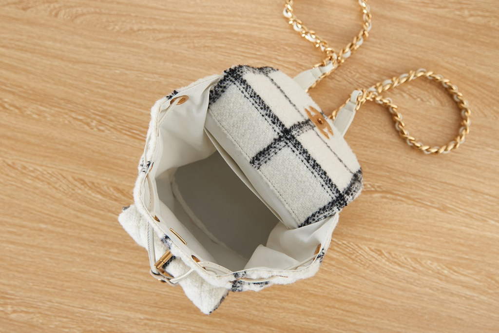 Chanel AS3615 Backpacks Wool tweed gold-tone metal White