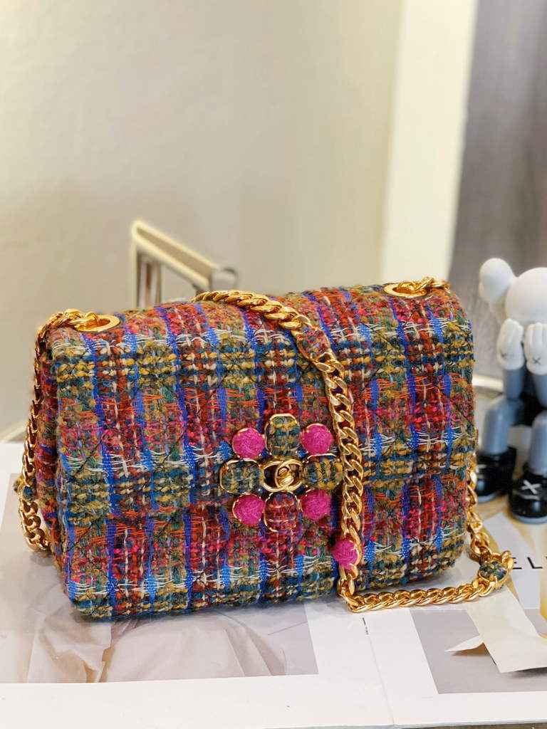 Chanel AS3639 Small Flap Bag Wool cotton tweed Multicolor