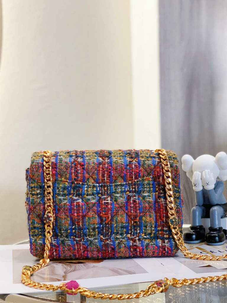 Chanel AS3639 Small Flap Bag Wool cotton tweed Multicolor