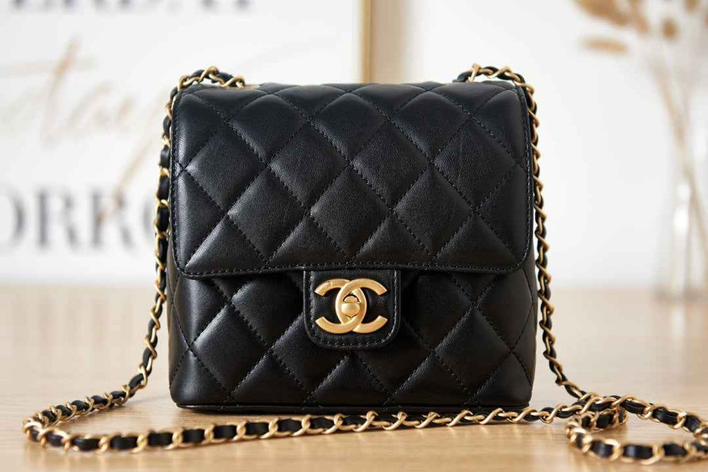 Chanel AS3648 Mini Flap Bag Lambskin Gold-Tone Metal Black