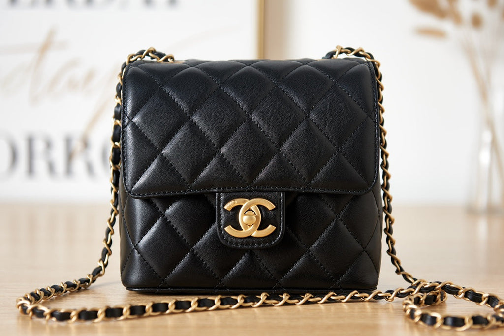 Chanel AS3648 Mini Flap Bag Lambskin Gold-Tone Metal Black