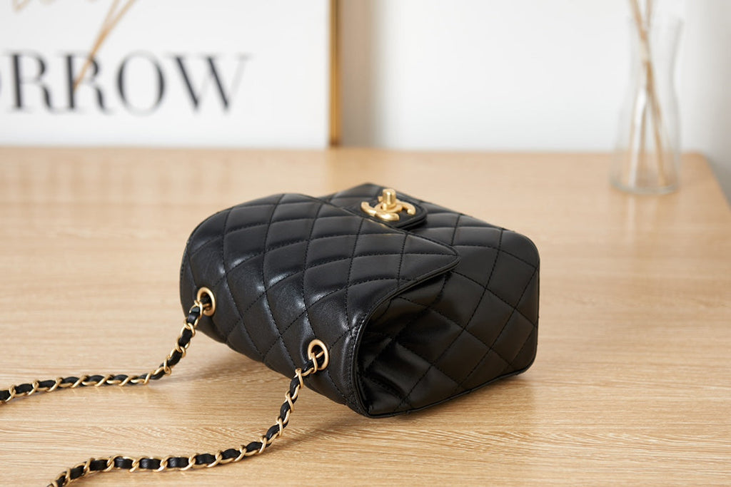 Chanel AS3648 Mini Flap Bag Lambskin Gold-Tone Metal Black