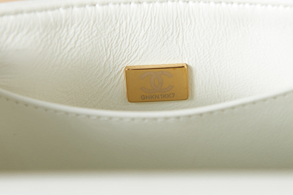 Chanel AS3648 Mini Flap Bag Lambskin Gold-Tone Metal White