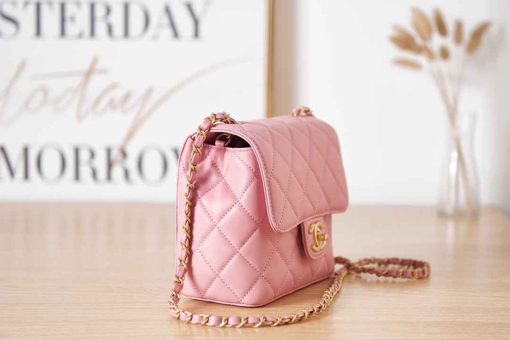 Chanel AS3648 Mini Flap Bag Lambskin Gold-Tone Metal Pink