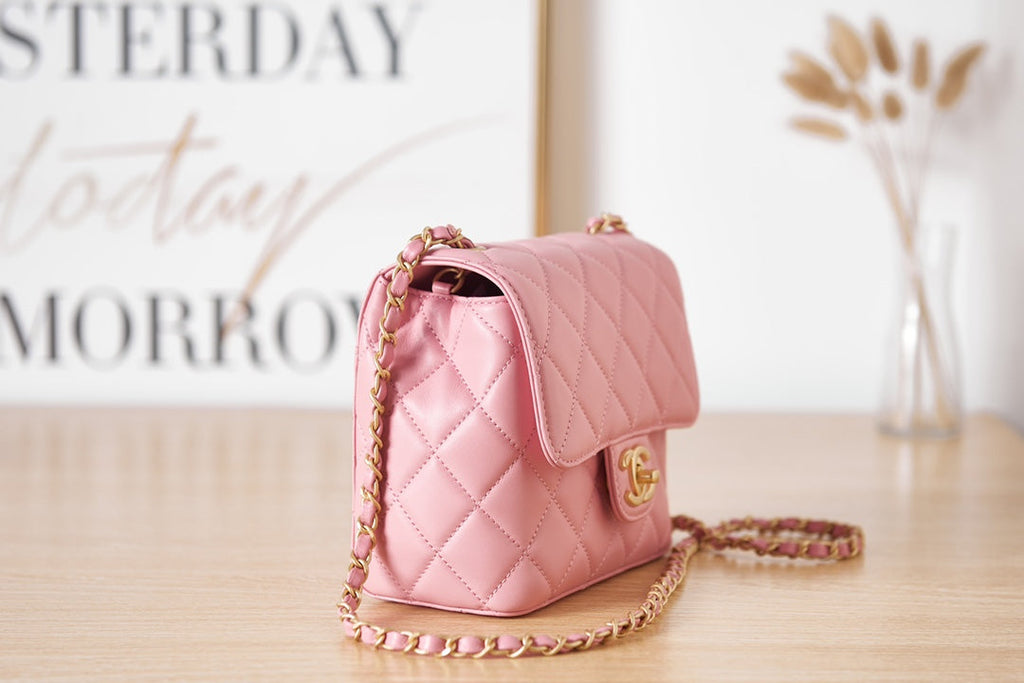 Chanel AS3648 Mini Flap Bag Lambskin Gold-Tone Metal Pink