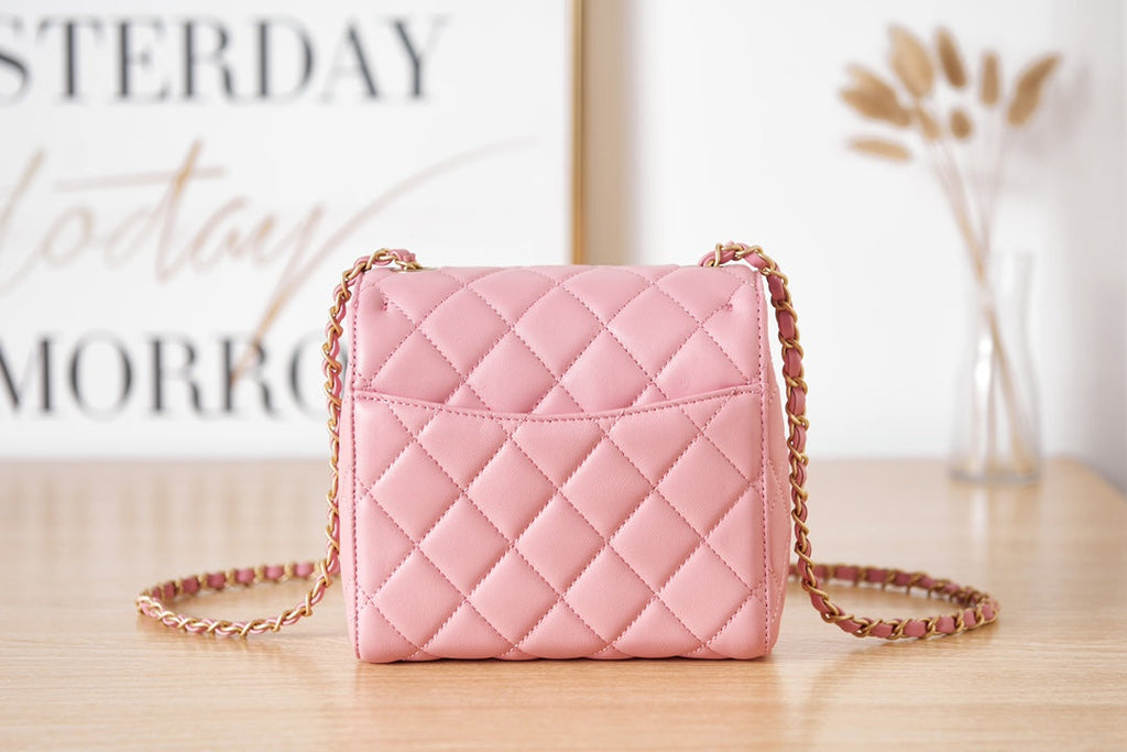 Chanel AS3648 Mini Flap Bag Lambskin Gold-Tone Metal Pink