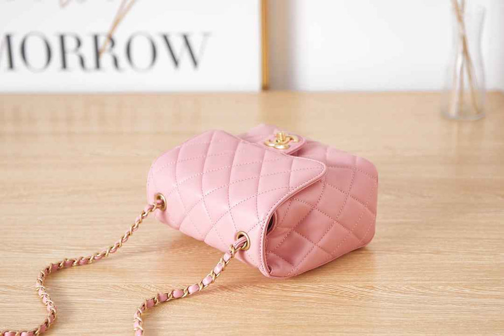 Chanel AS3648 Mini Flap Bag Lambskin Gold-Tone Metal Pink