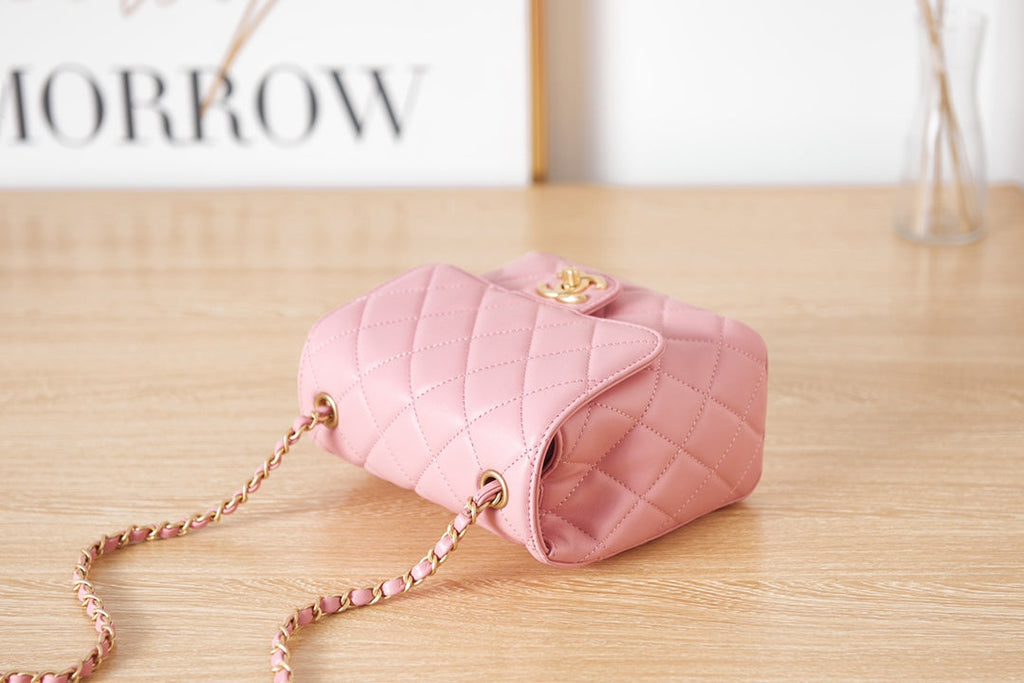 Chanel AS3648 Mini Flap Bag Lambskin Gold-Tone Metal Pink
