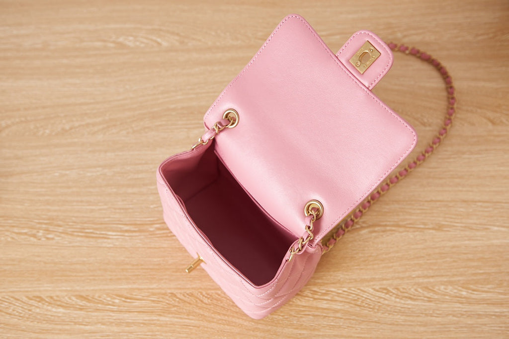 Chanel AS3648 Mini Flap Bag Lambskin Gold-Tone Metal Pink