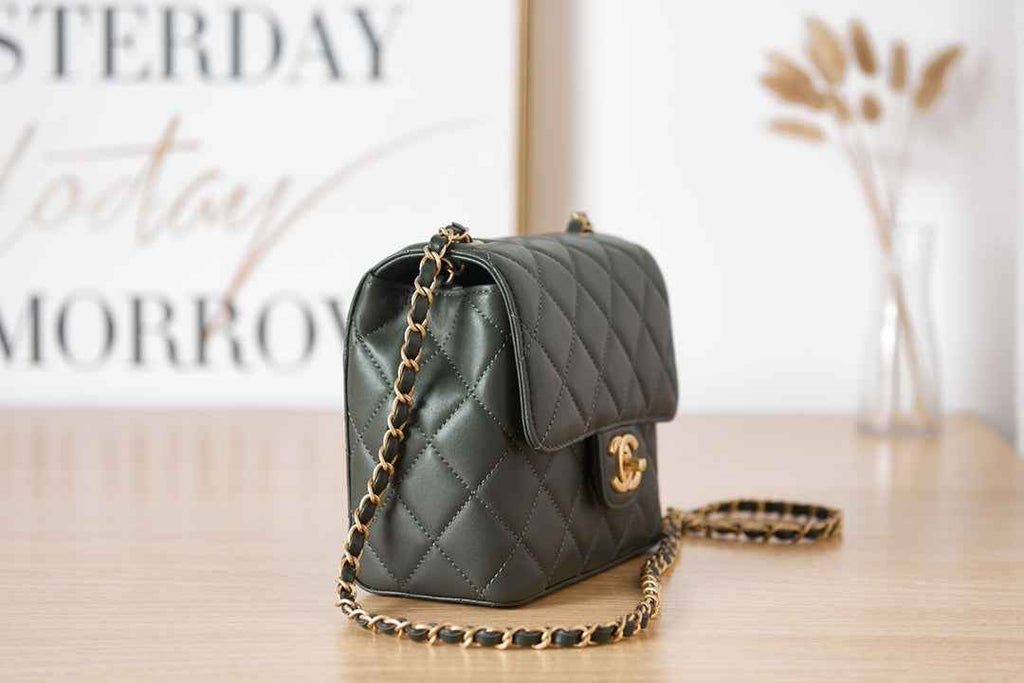 Chanel AS3648 Mini Flap Bag Lambskin Gold-Tone Metal Green