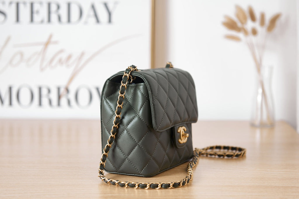Chanel AS3648 Mini Flap Bag Lambskin Gold-Tone Metal Green