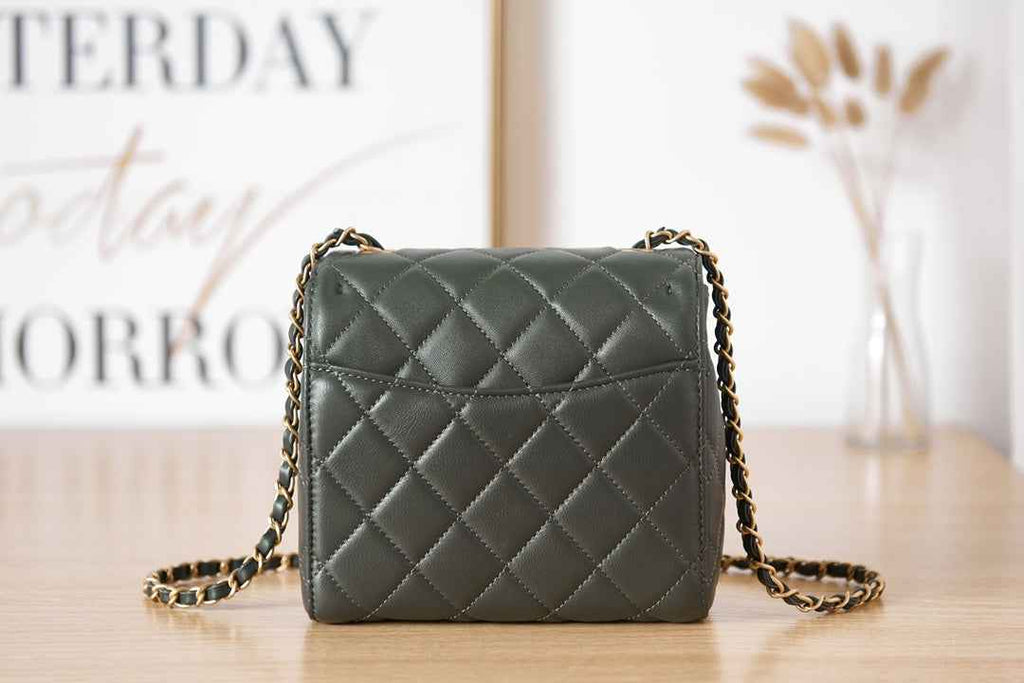 Chanel AS3648 Mini Flap Bag Lambskin Gold-Tone Metal Green