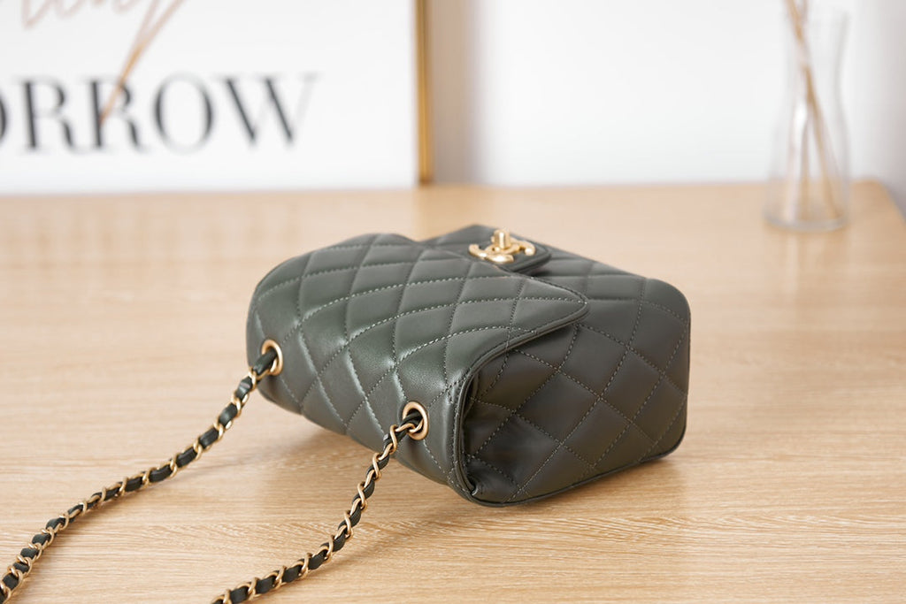 Chanel AS3648 Mini Flap Bag Lambskin Gold-Tone Metal Green