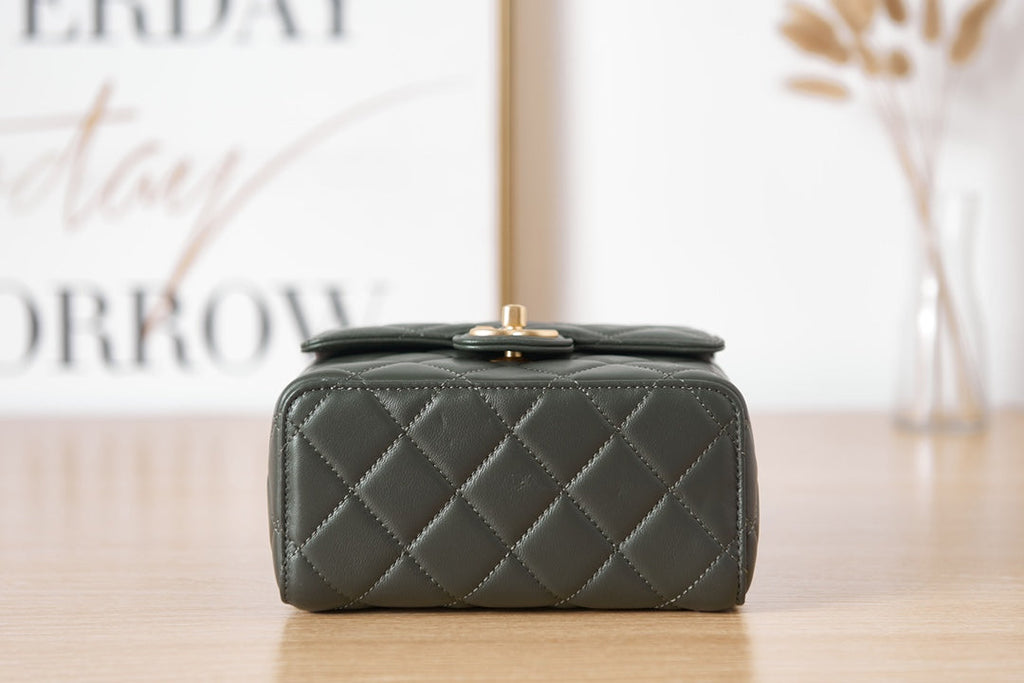 Chanel AS3648 Mini Flap Bag Lambskin Gold-Tone Metal Green