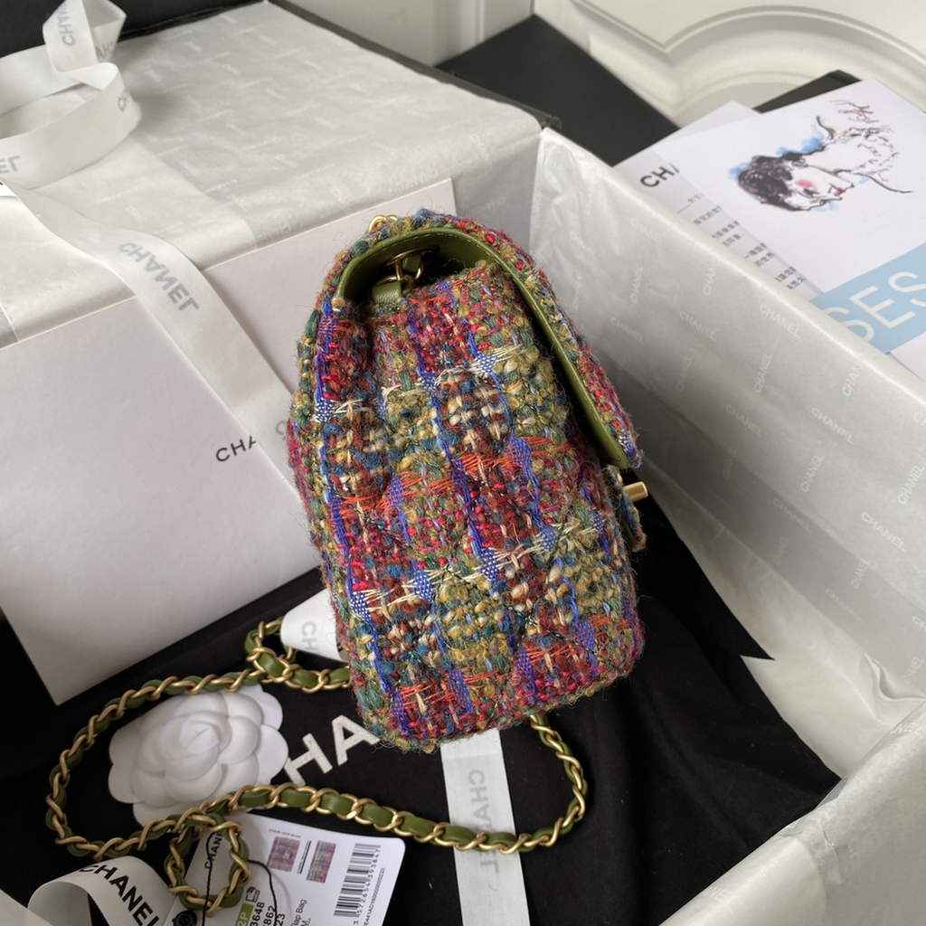 Chanel AS3648 Mini Flap Bag Tweed Gold-Tone Metal Multicolor