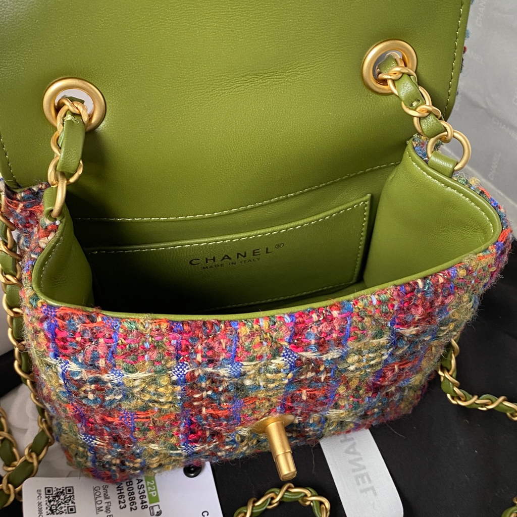 Chanel AS3648 Mini Flap Bag Tweed Gold-Tone Metal Multicolor