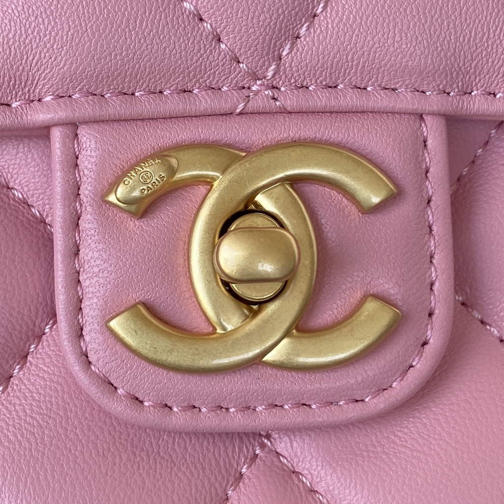 Chanel AS3649 Small Flap Bag Lambskin Gold-Tone Metal Pink