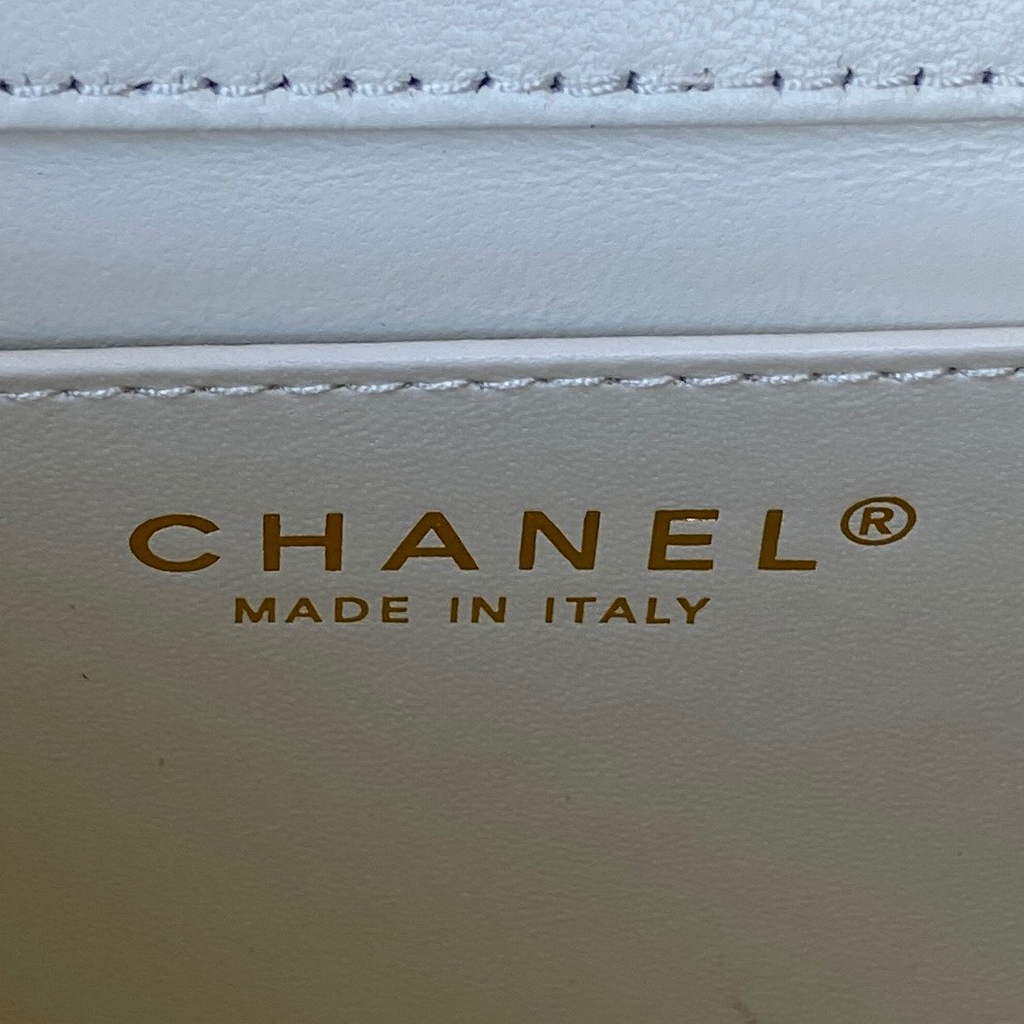 Chanel AS3649 Small Flap Bag Lambskin Gold-Tone Metal White