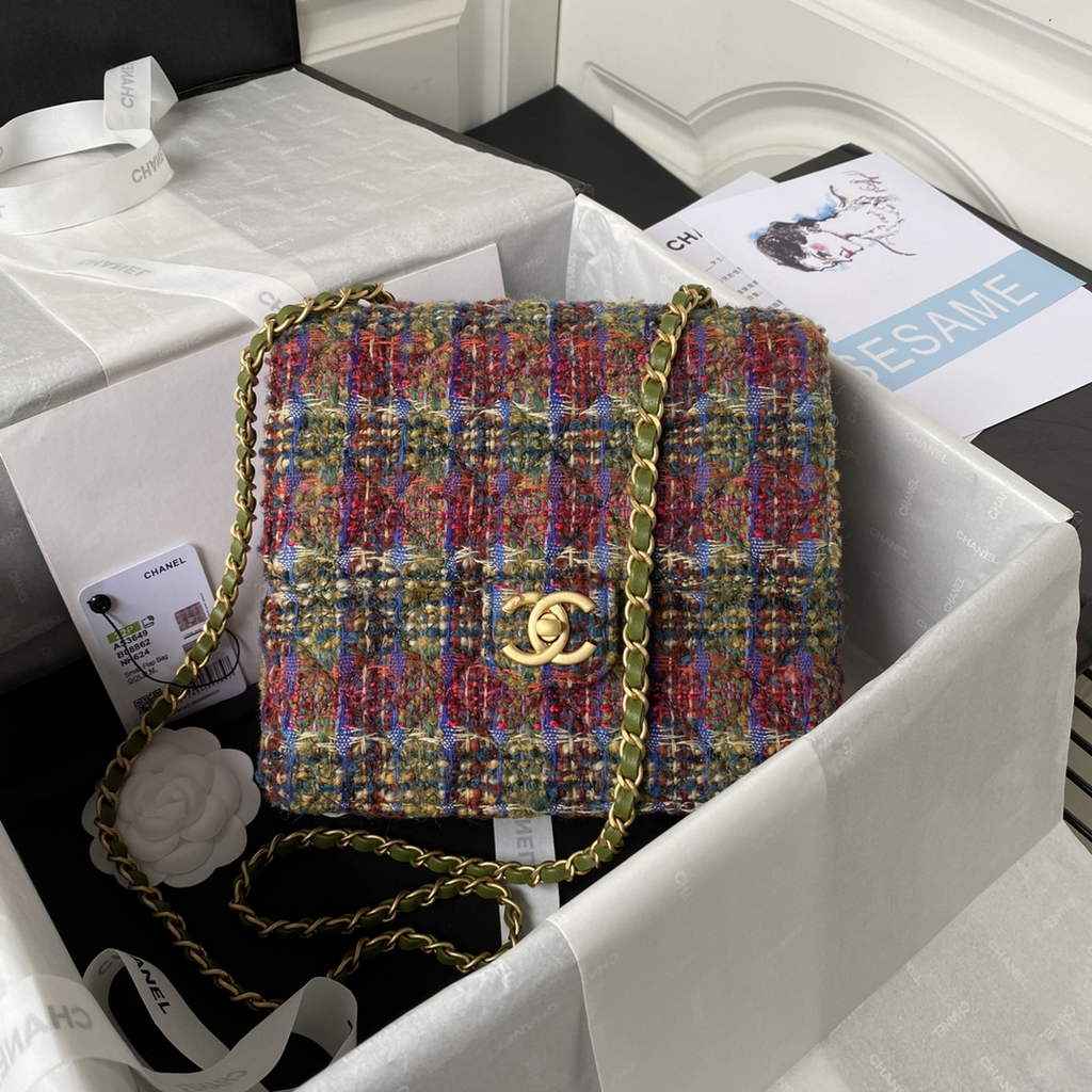 Chanel AS3649 Small Flap Bag Tweed Gold-Tone Metal Multicolor