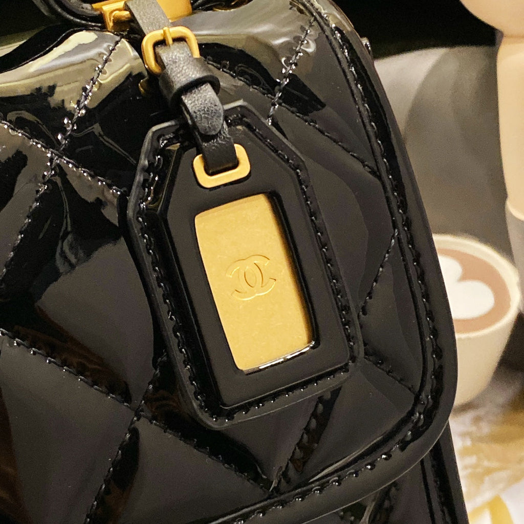 Chanel AS3652 Small Flap Bag with Top Handle Black Skin