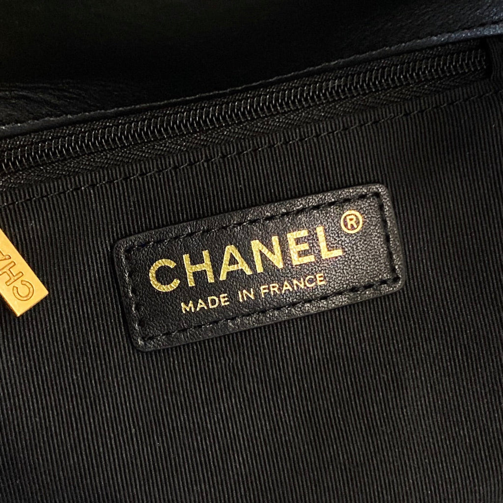 Chanel AS3652 Small Flap Bag with Top Handle Black Skin
