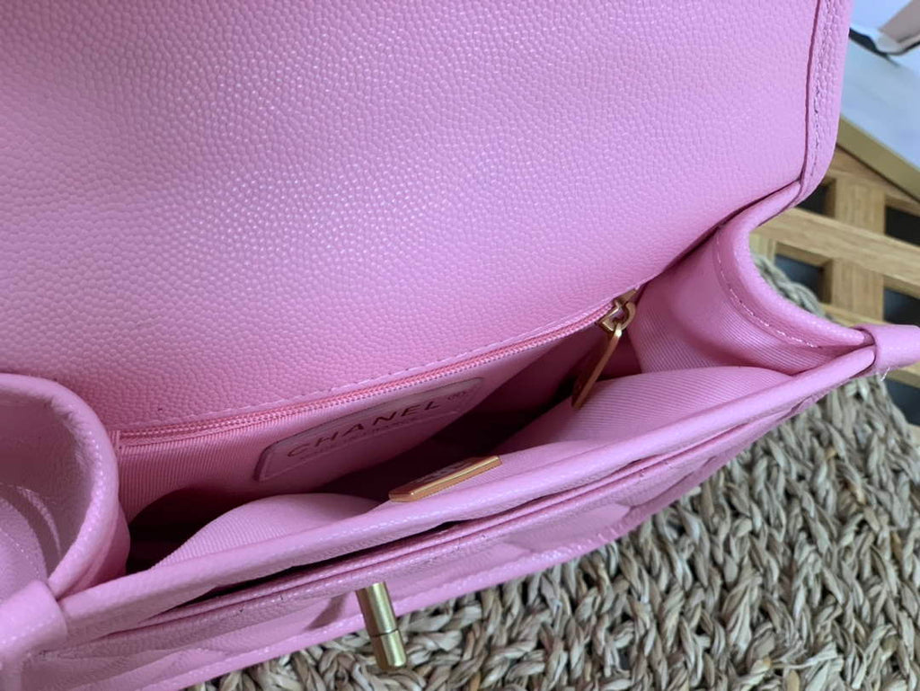 Chanel AS3652 Small Flap Bag with Top Handle Pink Calfskin