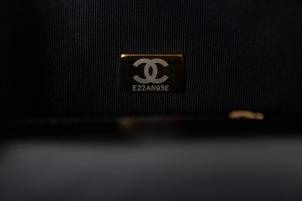 Chanel AS3652 Small Flap Bag with Top Handle Black Wool Tweed