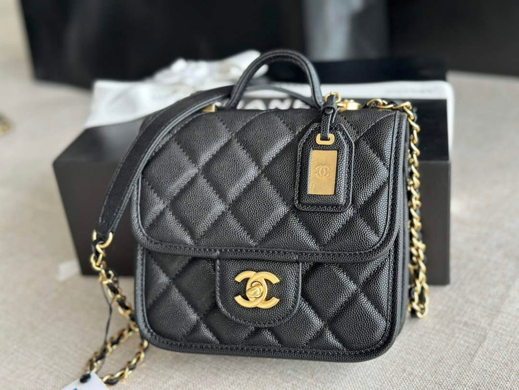 Chanel AS3652 Small Flap Bag with Top Handle Calfskin