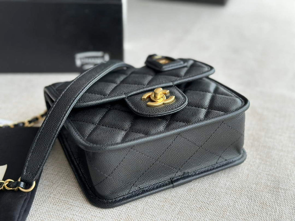 Chanel AS3652 Small Flap Bag with Top Handle Calfskin