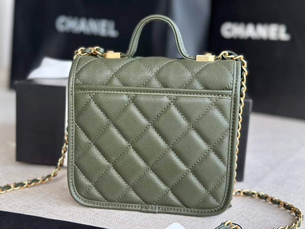 Chanel AS3652 Small Flap Bag with Top Handle Green