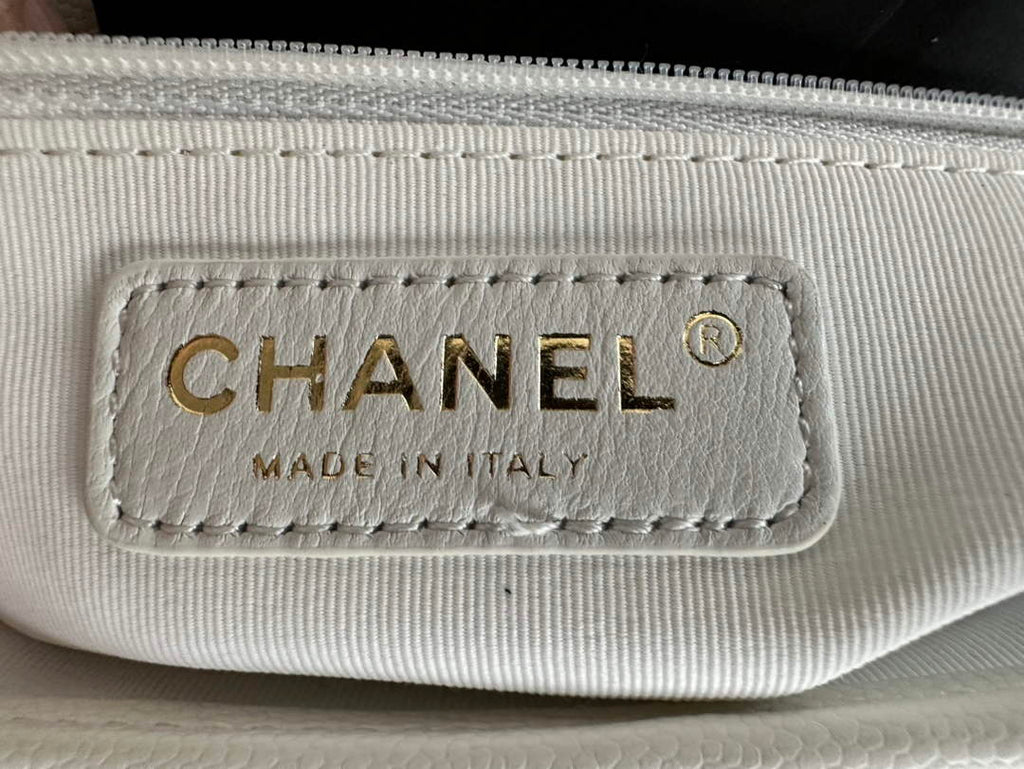 Chanel AS3652 Small Flap Bag with Top Handle White