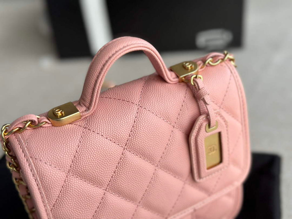 Chanel AS3652 Small Flap Bag with Top Handle Pink