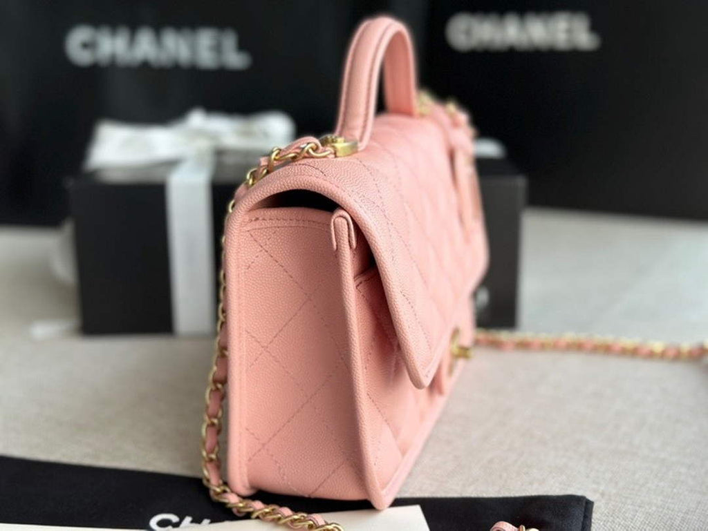 Chanel AS3652 Small Flap Bag with Top Handle Pink