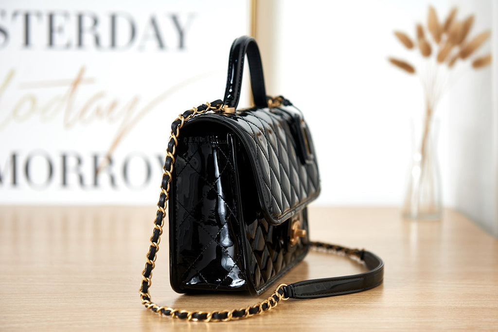 Chanel AS3653 Small Flap Bag with Top Handle Skin Black